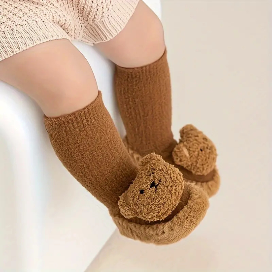 Soft Plush Bear Design Slip-On Children's Slipper Socks