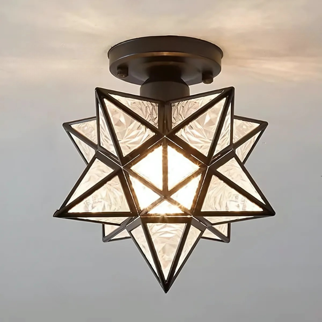Geometric Star Frame Frosted Glass Ceiling Light