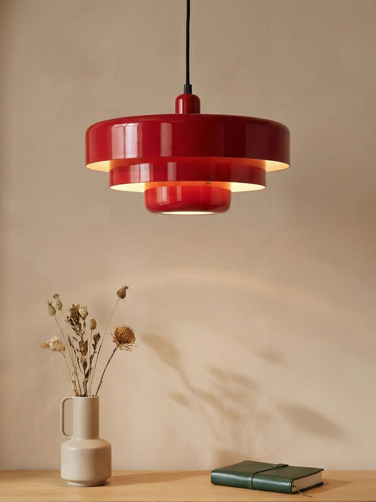 Retro Bauhaus Inspired Metal Suction Mount Pendant Light