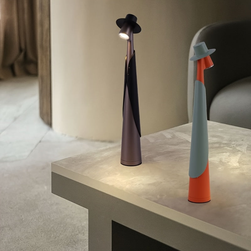Sculptural Hat Silhouette Rechargeable Touch Control Table Lamp