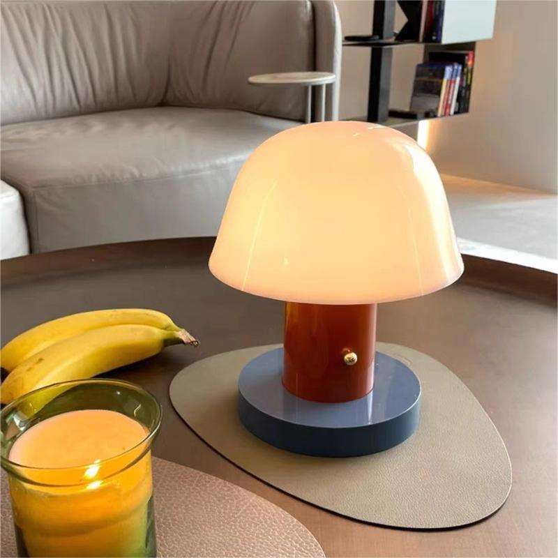 Sculptural Mushroom Shape Rechargeable Touch Dimming Cordless Table Lamp