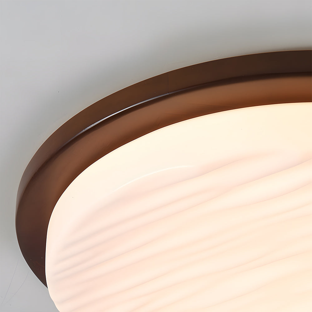 Art Deco Sculpted Glass Low Profile Flush Mount Ceiling Light