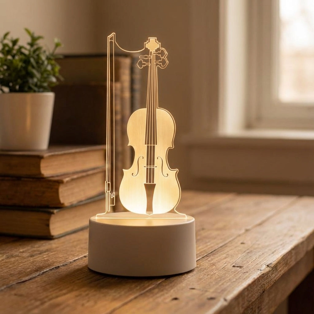 3D Cello Illusion Design Acrylic USB Table Lamp