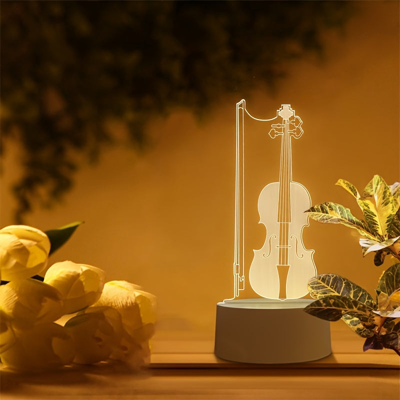 3D Cello Illusion Design Acrylic USB Table Lamp