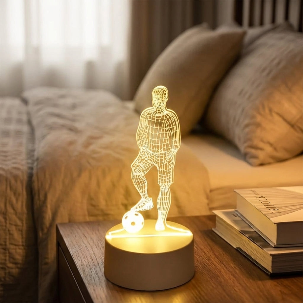 Sculptural Soccer Motif Acrylic Panel USB Powered Table Lamp