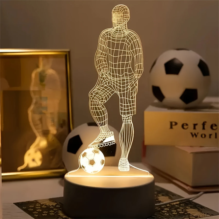 Sculptural Soccer Motif Acrylic Panel USB Powered Table Lamp
