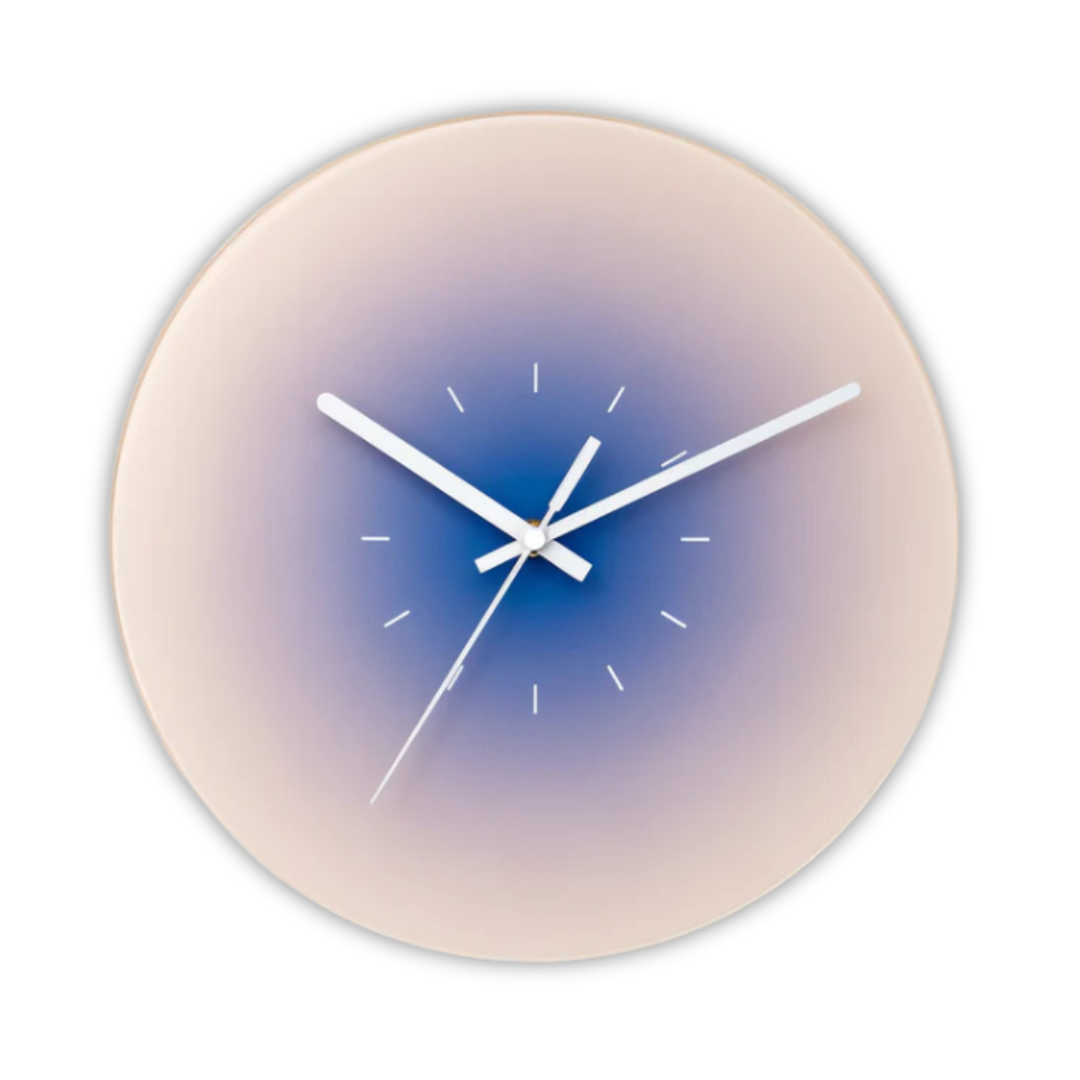 Gradient Sunset Glass Round Wall Clock With Silent Quartz Movement
