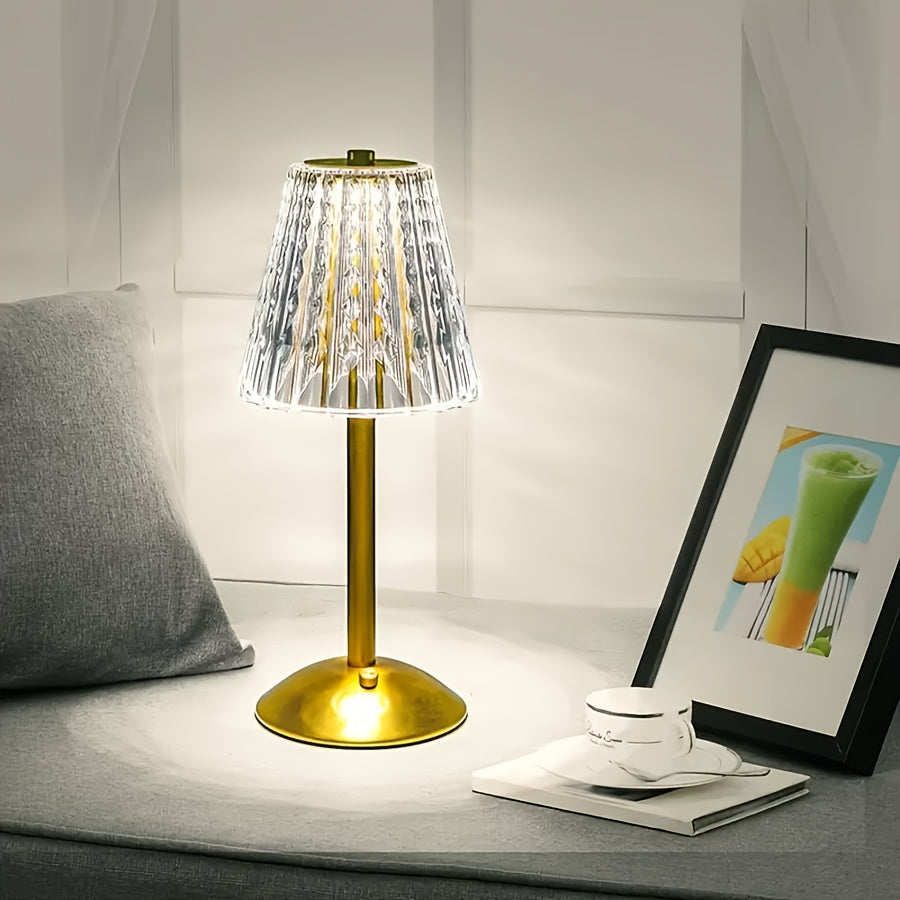 Faceted Crystal Touch Dimmable Rechargeable Cordless Table Lamp
