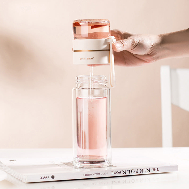 Leakproof Double Wall Borosilicate Glass Water Bottle With Tea Infuser
