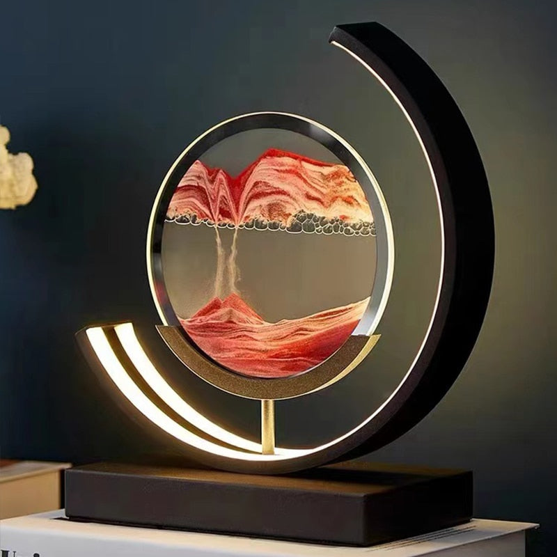 Dynamic 3D Sand Art Rotating Acrylic Shell Table Lamp