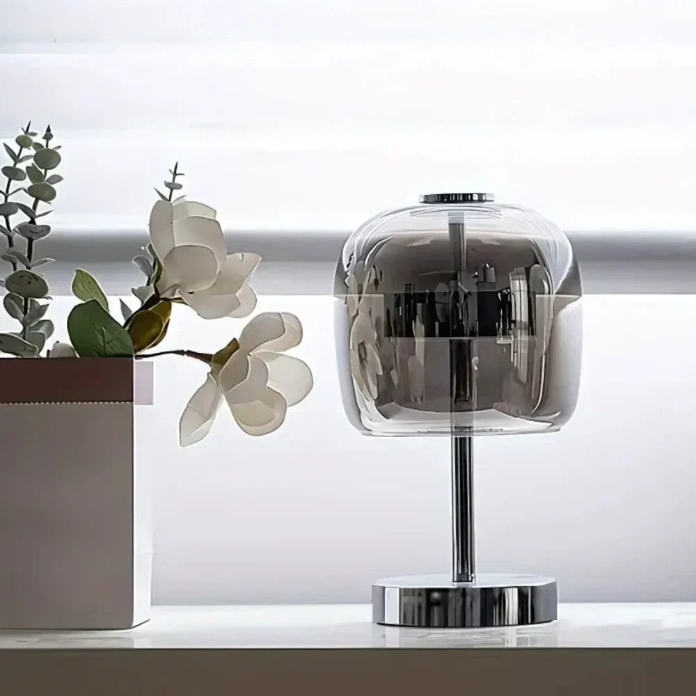 Spherical Frosted Glass Iron Dimmable USB Powered Table Lamp