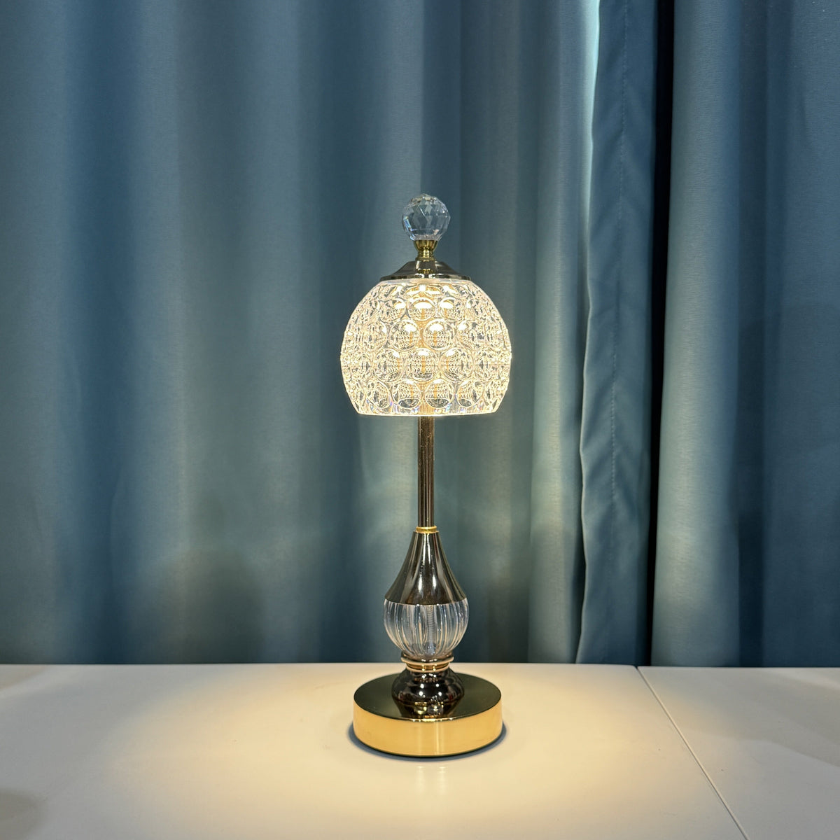 Sculpted Crystal Shade Touch Dimming Rechargeable Cordless Table Lamp