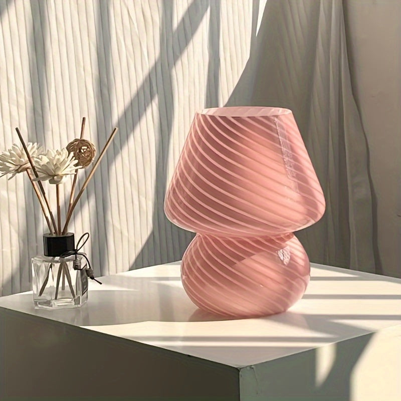 Swirled Art Glass Mushroom Dimmable Table Lamp
