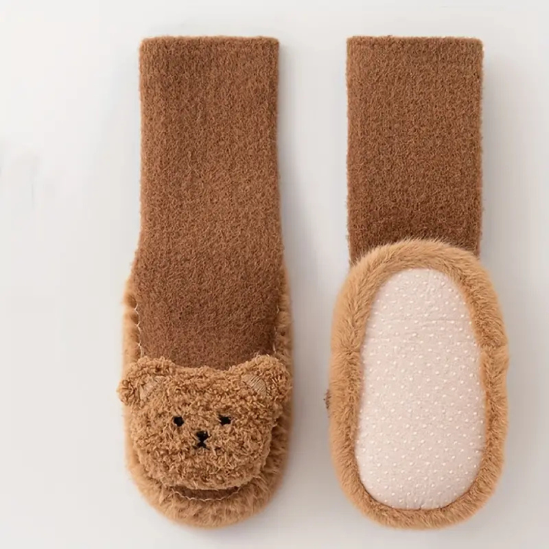 Soft Plush Bear Design Slip-On Children's Slipper Socks