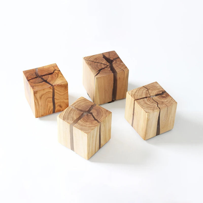 Hand-Carved Solid Wood Resin Inlay Wall Light
