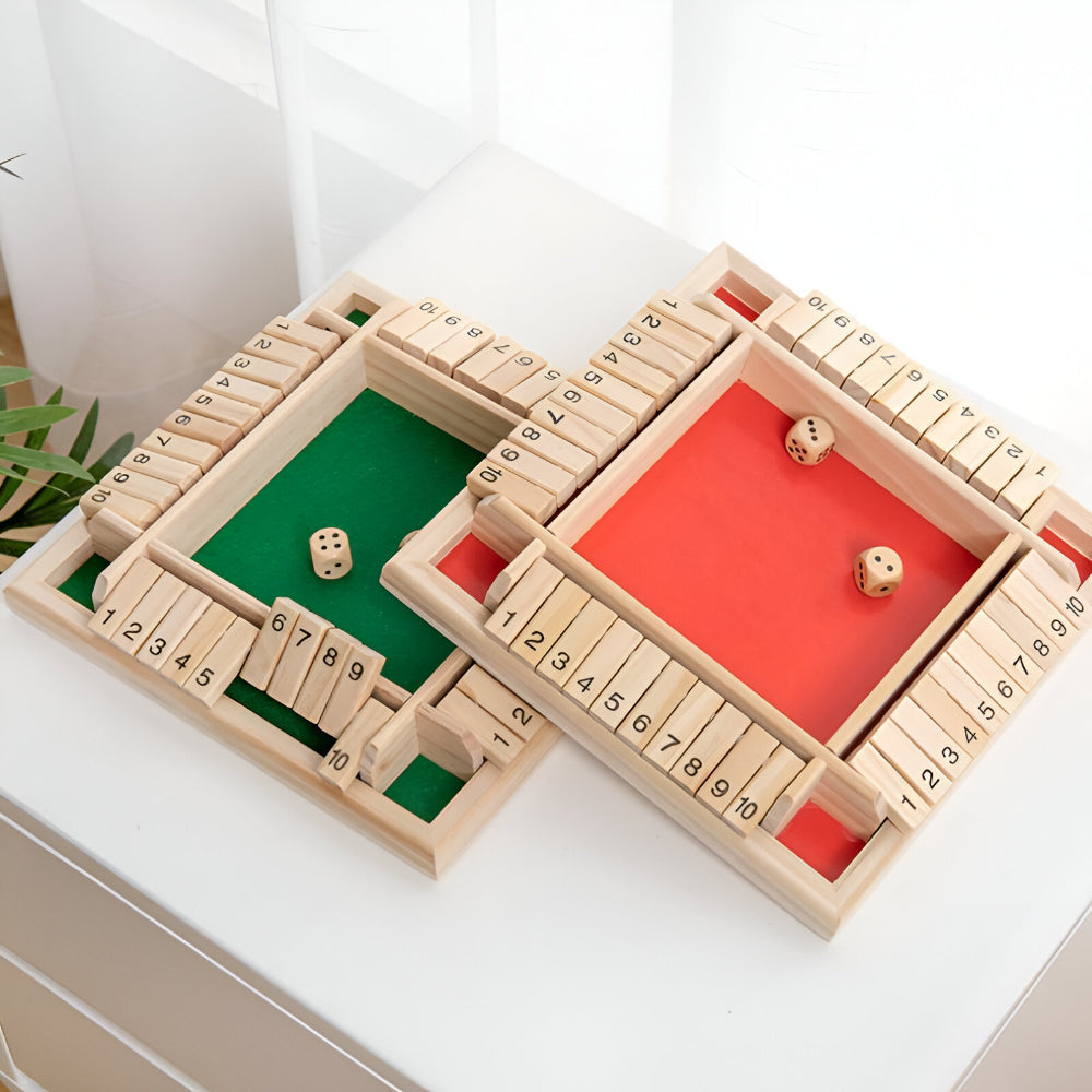 Compact Wooden Square Math Learning Family Board Game Educational Toy