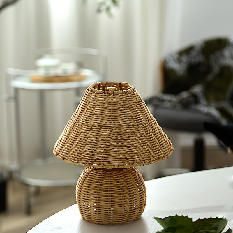 Handwoven Bamboo Weave Rustic Zen Boho Table Lamp