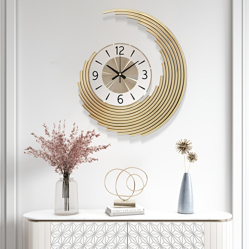 Layered Crescent Metal Silent Quartz Decor Wall Clock