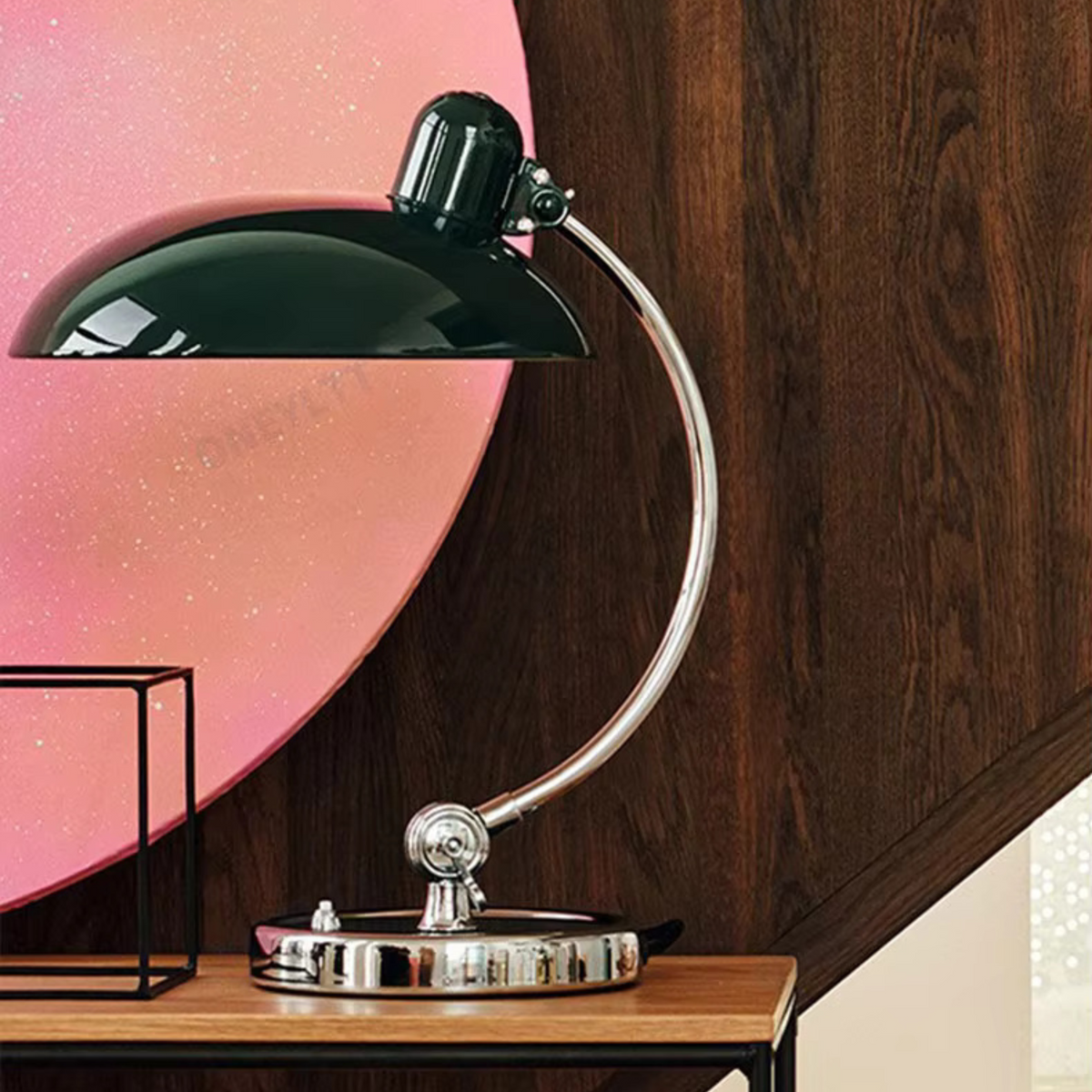 Curved Arm Bauhaus Scandinavian Sculptural Chrome Table Lamp