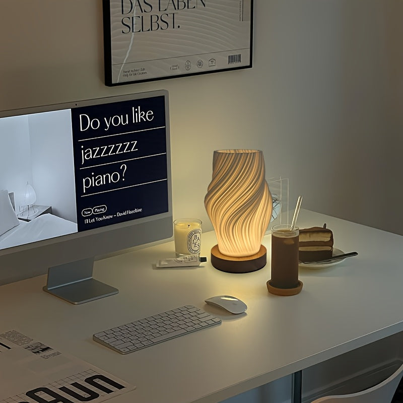 Sculptural Swirl Wave Dimmable Bedside Desk Table Lamp