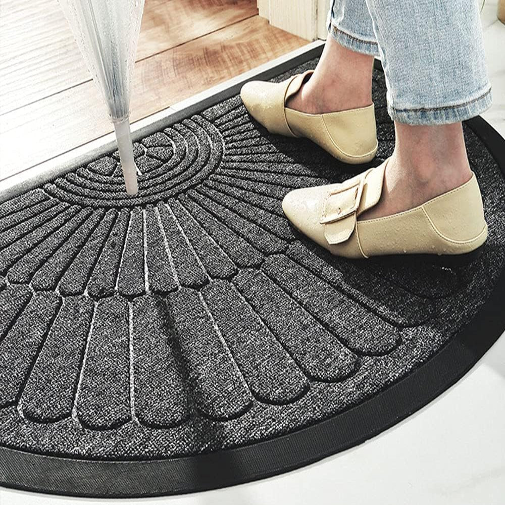 Semi Circular Textured Rubber Non Slip Entryway Door Mat