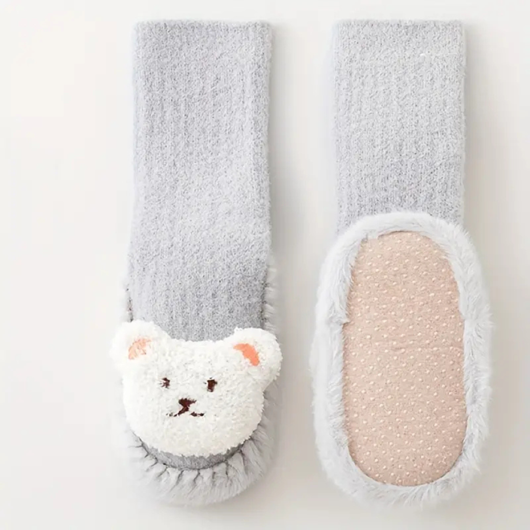 Soft Plush Bear Design Slip-On Children's Slipper Socks