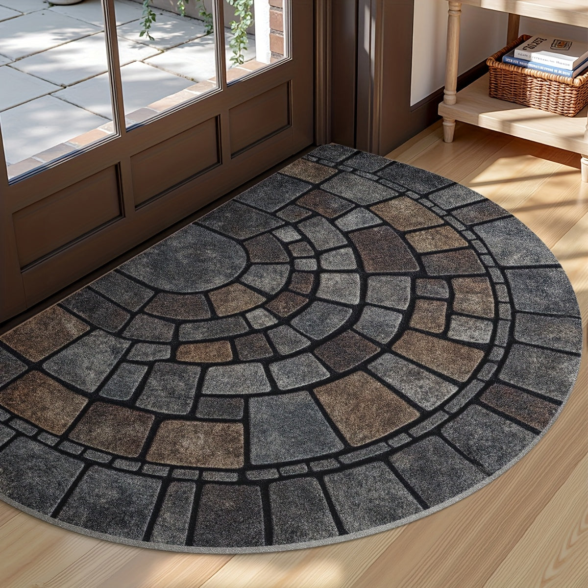 Semicircle Cobblestone Mosaic Non-Slip Indoor Outdoor Door Mat