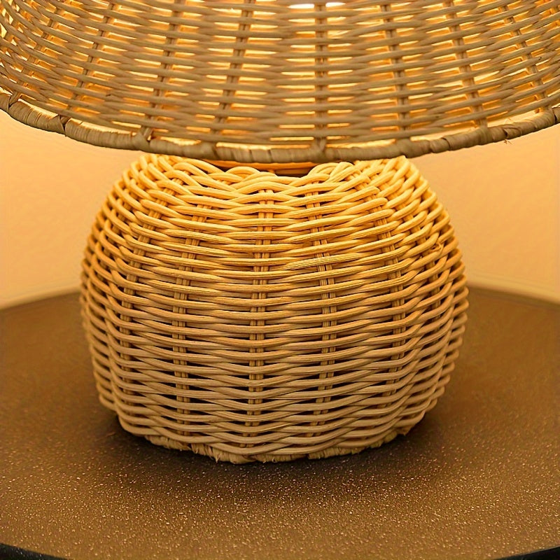 Handwoven Bamboo Weave Rustic Zen Boho Table Lamp