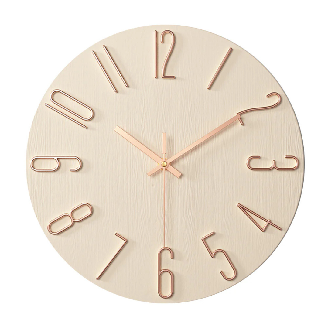Minimalist Scandinavian Silent Quartz Gold Accent Wall Clock