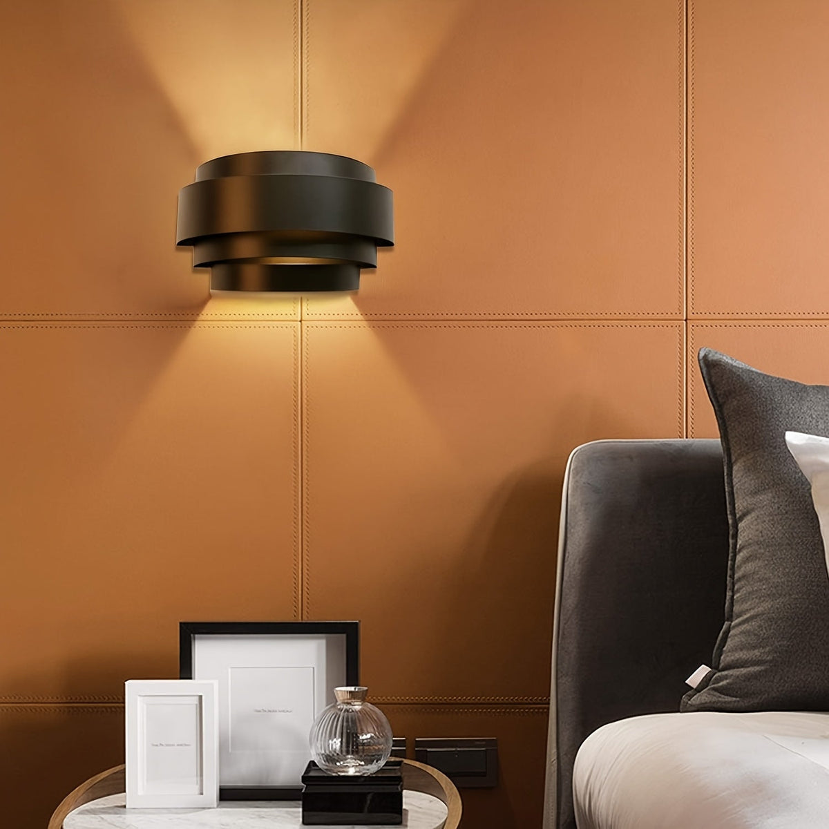 Sculptural Layered Metal Up Down Architectural Wall Light