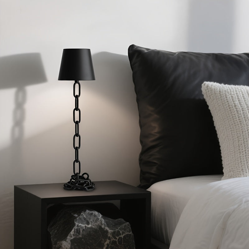 Sculptural Chain-Link Industrial Rechargeable Touch Control Table Lamp