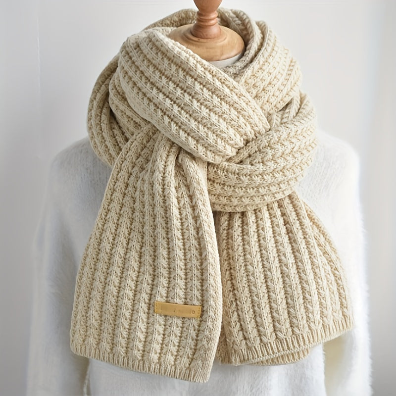 Geometric Pattern Knitted Polyester Unisex Winter Scarf