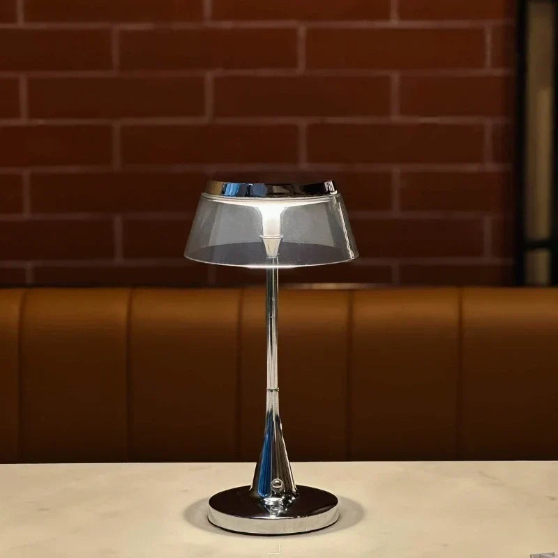 Translucent Acrylic Shade Cordless Rechargeable Dimmable Metal Base Table Lamp