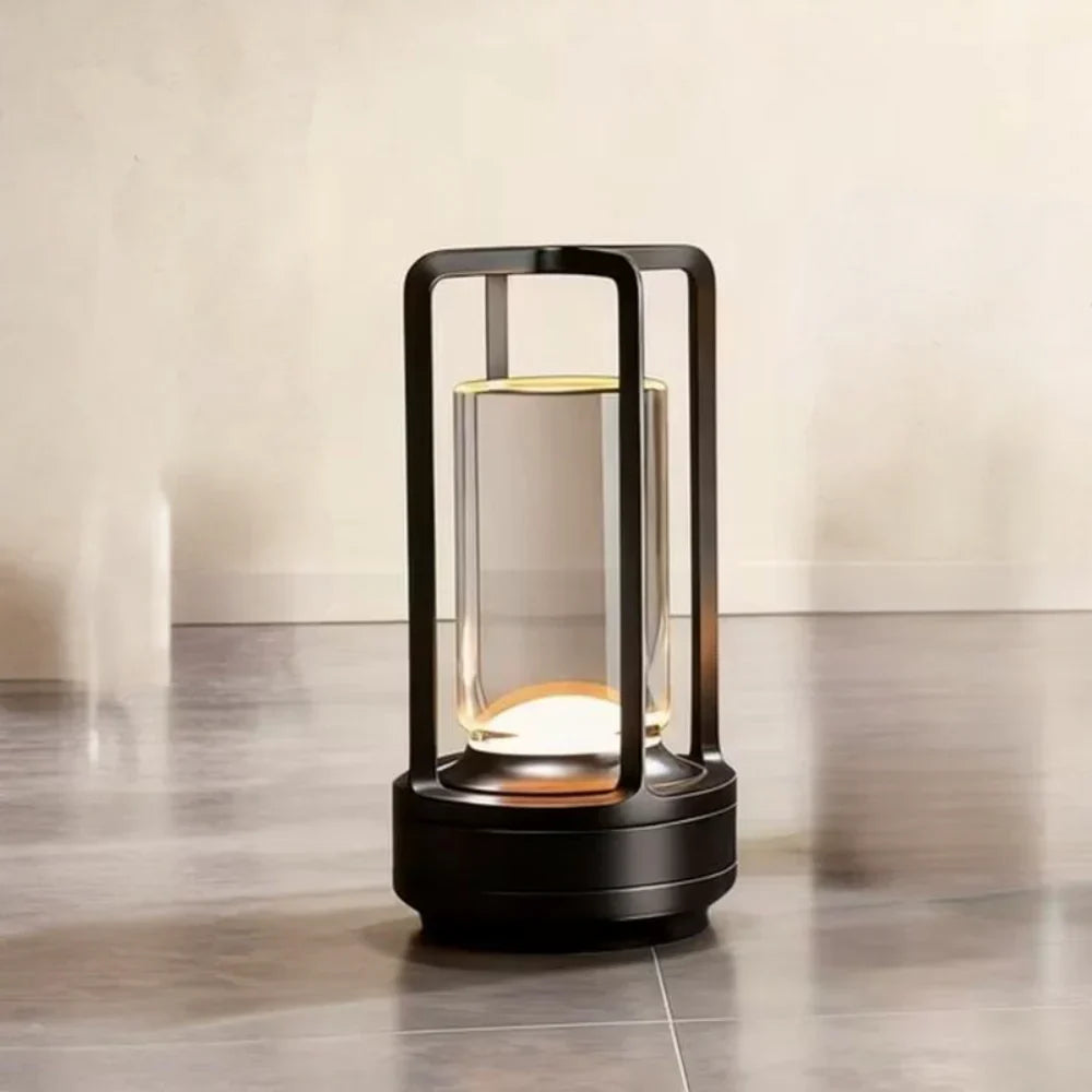 Modern Cylinder Metal Frame Touch Control Table Lamp