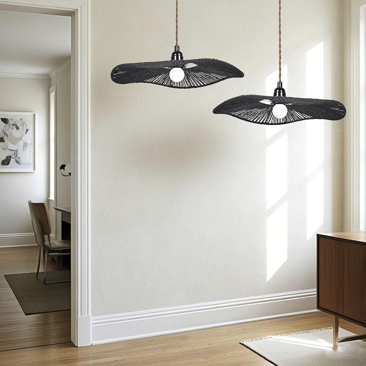 Handwoven Paper Rope Wave Ceiling Light Shade