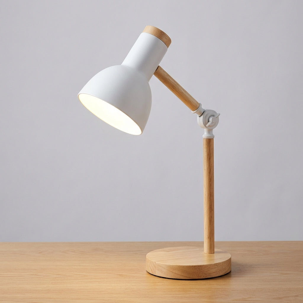 Scandinavian Half Dome Wood And Metal Adjustable Task Table Lamp