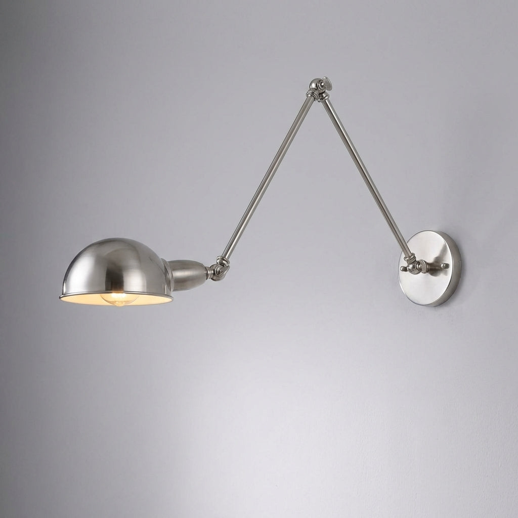 Polished Metal Rotating Arm Adjustable Task Wall Light
