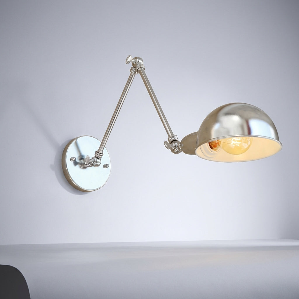 Polished Metal Rotating Arm Adjustable Task Wall Light