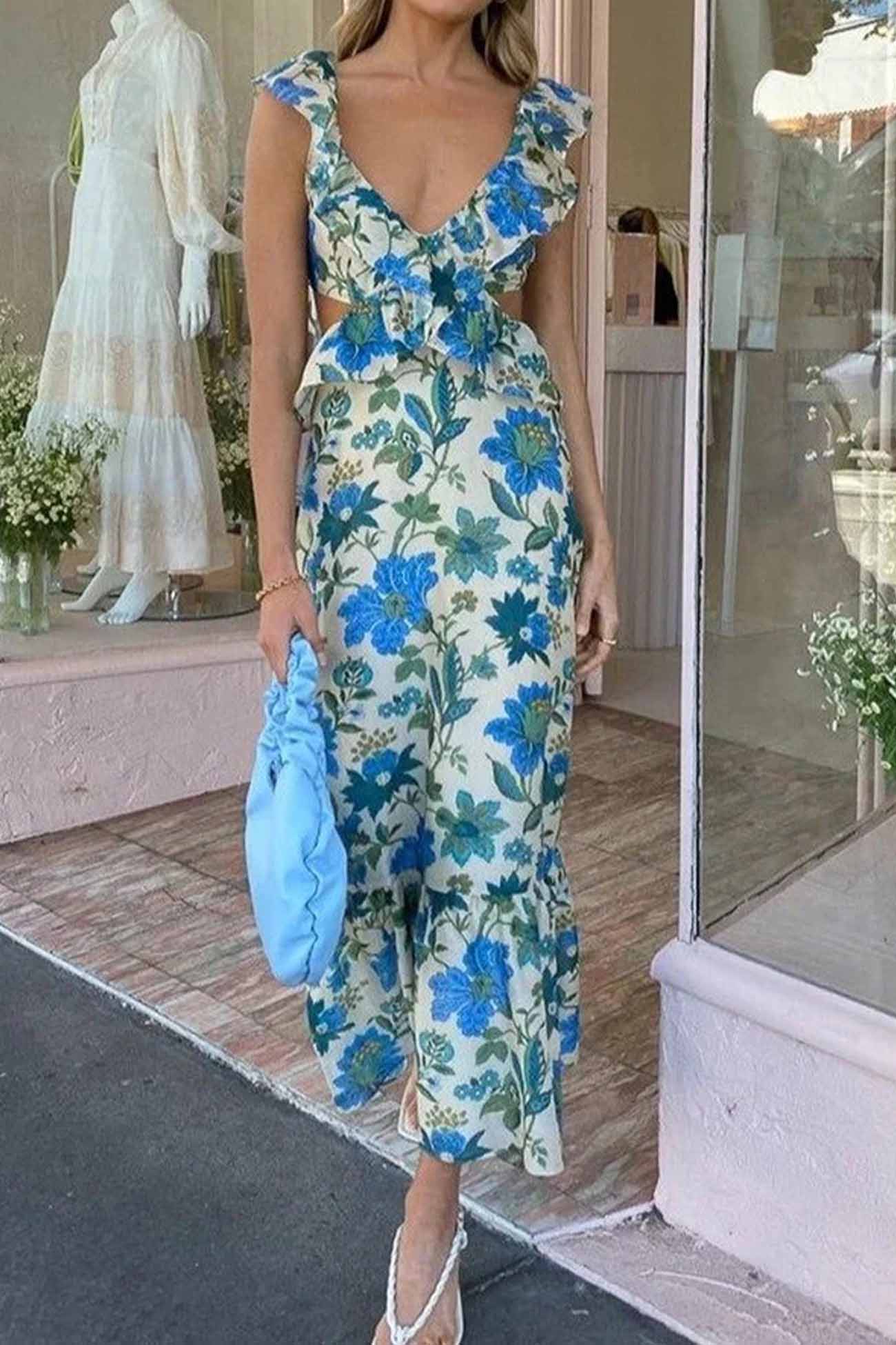 Amara | Elegant Summer Maxi Dress - Sleeveless with Ruffle Straps 2