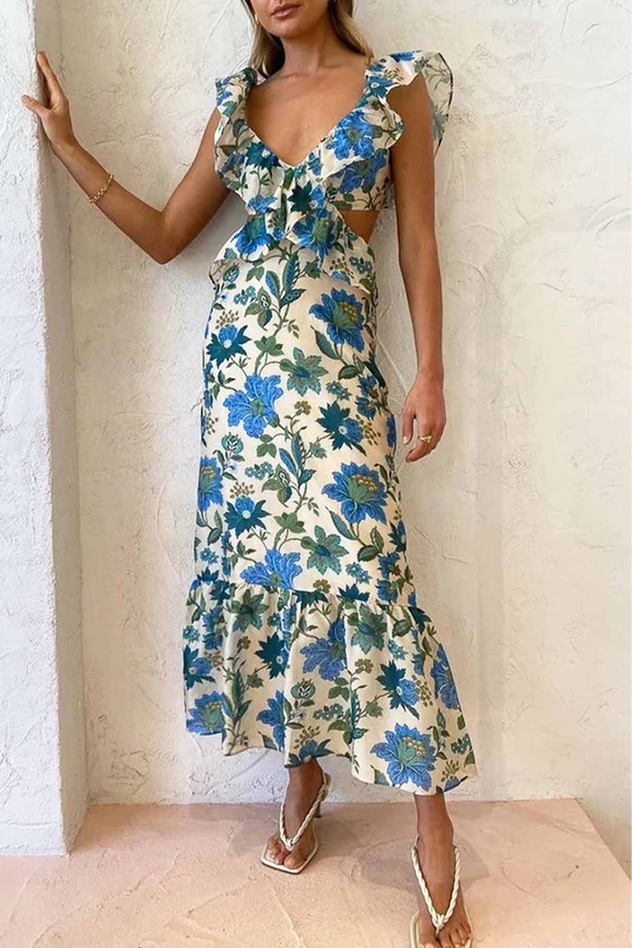 Amara | Elegant Summer Maxi Dress - Sleeveless with Ruffle Straps 3