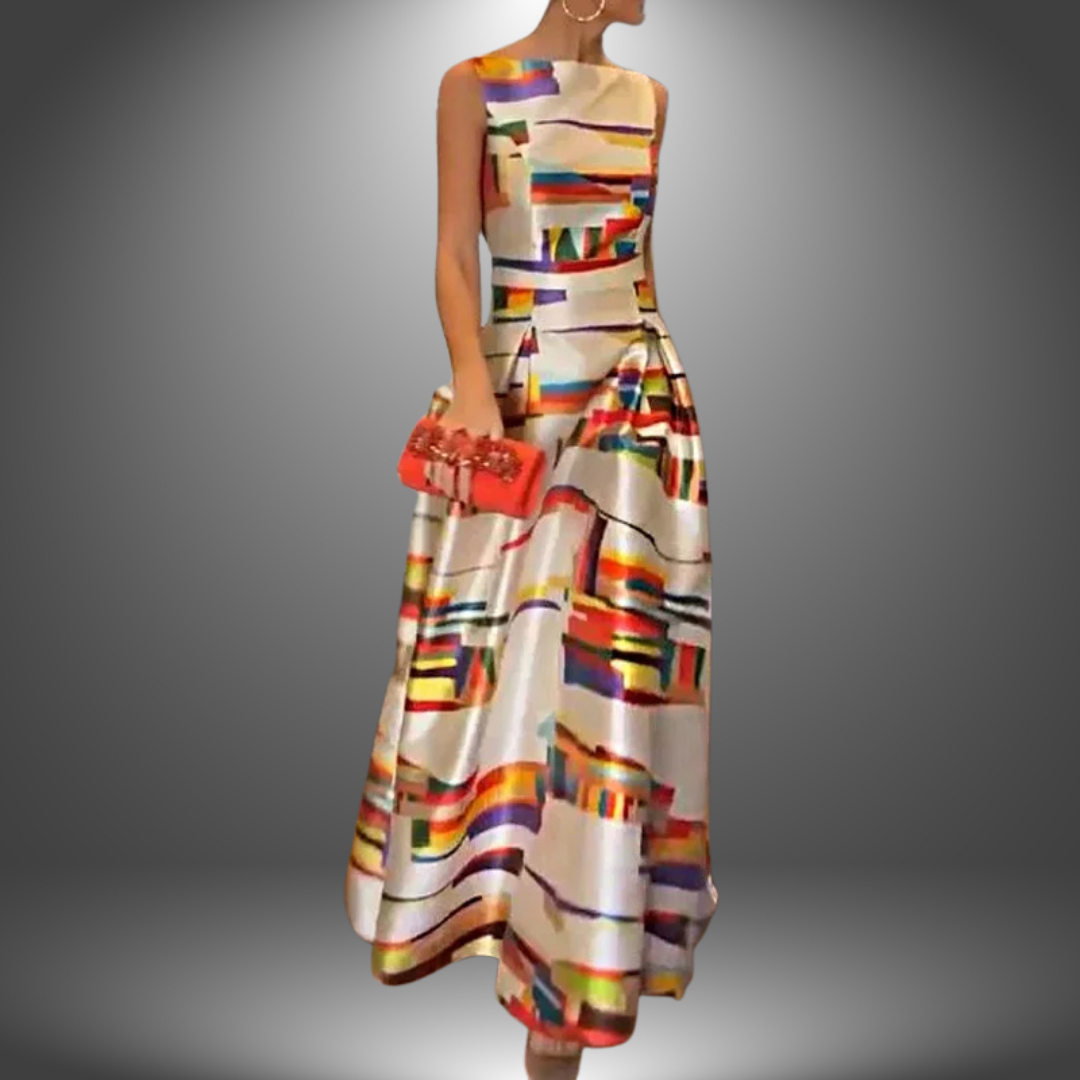 Amy | Striking Geometric Print Maxi Dress 0