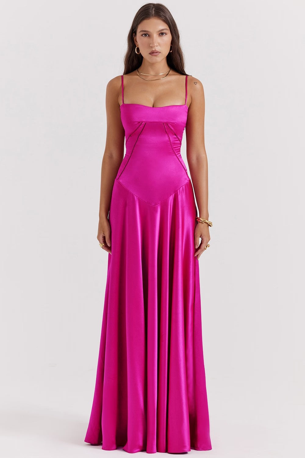 Ariana | Women's Elegant Maxi Dress - Silky Slim Fit - Spaghetti Straps 4