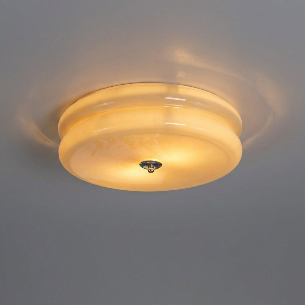 Sculptural Art Deco Glass Flush Mount Ceiling Light