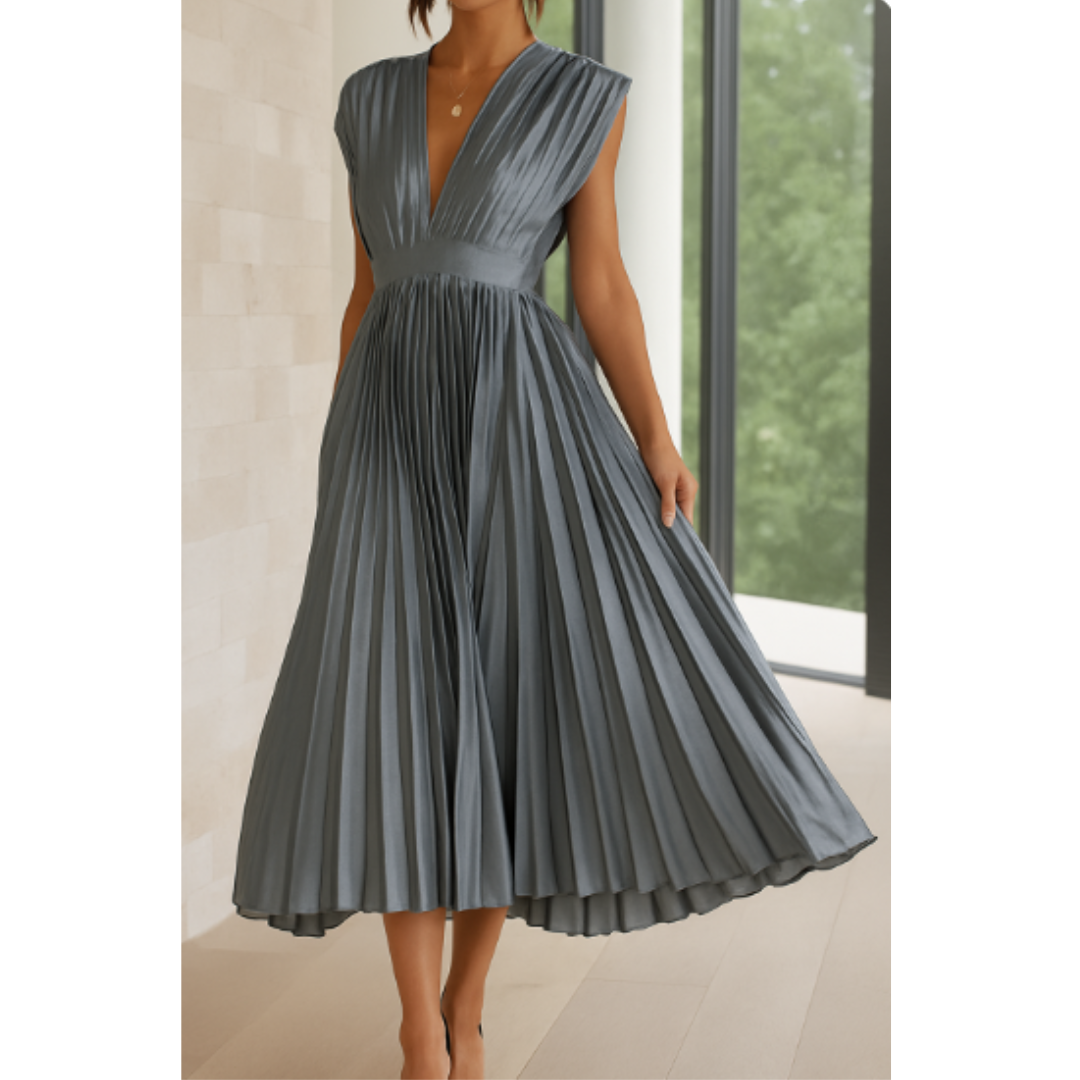 Arya | Damen Abend mit V-Ausschnitt Kleid | Midi 0