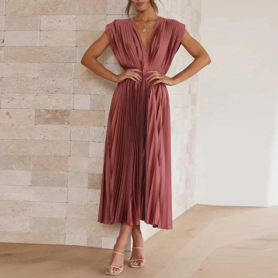 Arya | Damen Abend mit V-Ausschnitt Kleid | Midi 2