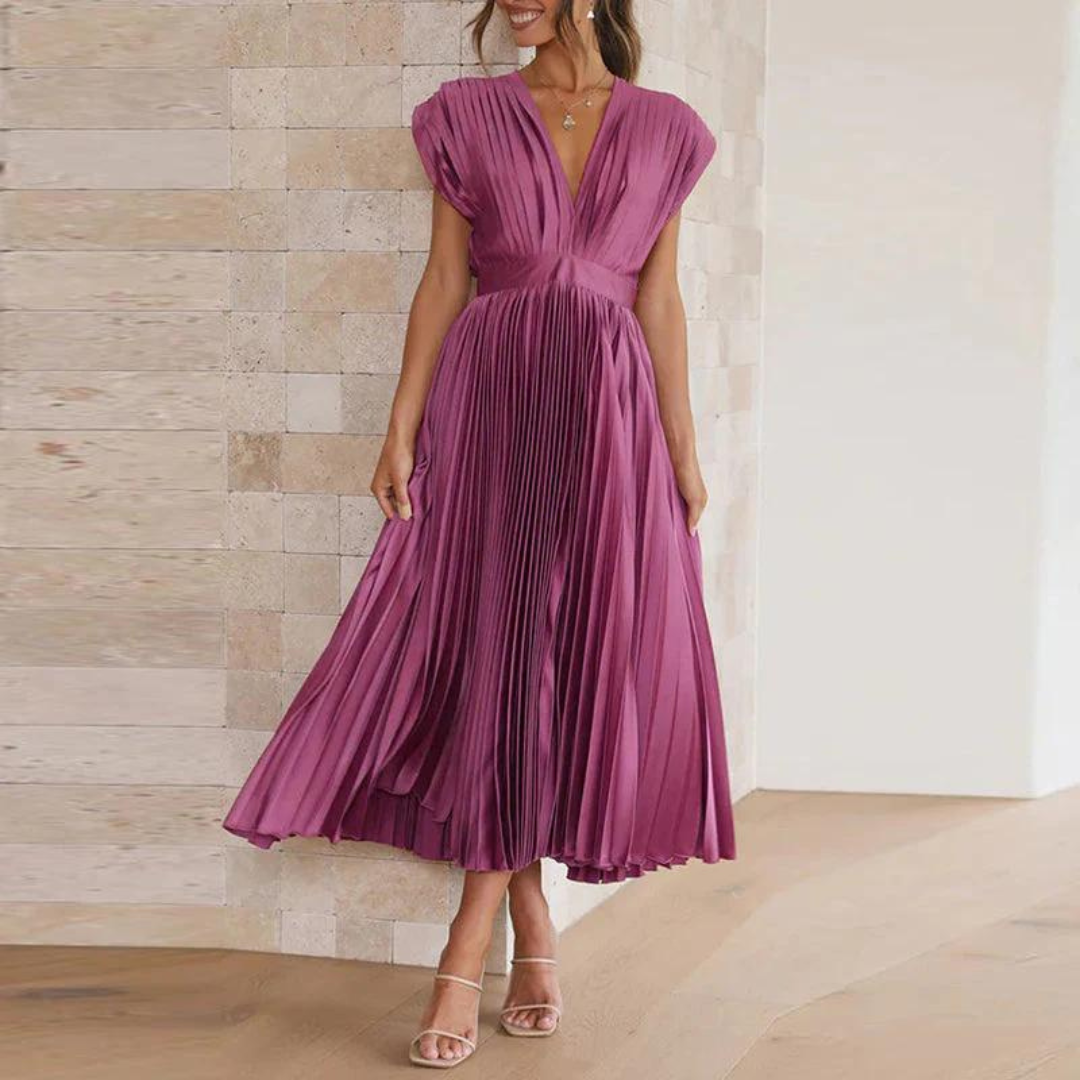 Arya | Damen Abend mit V-Ausschnitt Kleid | Midi 4