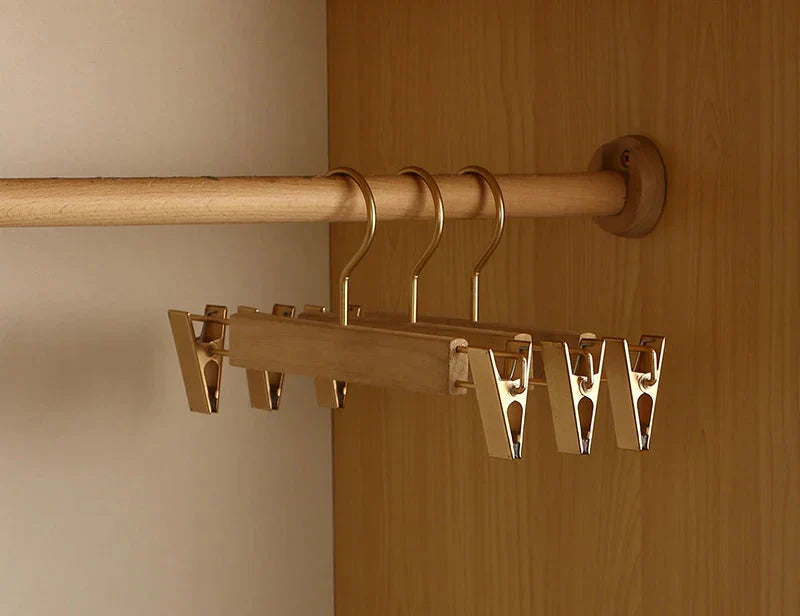 Camphor Wood Contoured Shoulder Non Slip Flocked Rod Clothes Hangers