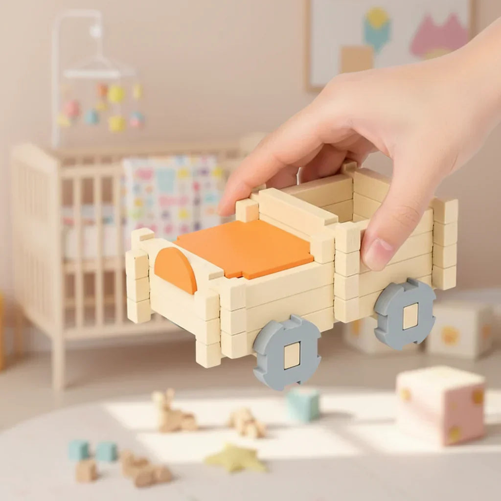 Natural Wood Stacking Montessori Building Blocks Toy Playset