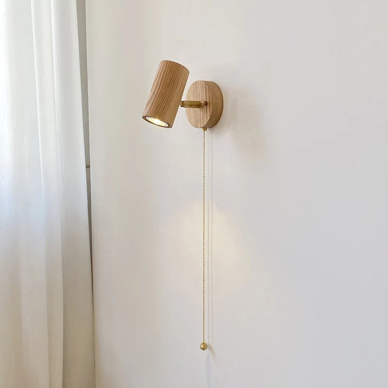 Retro Scandinavian Solid Walnut Rotatable Spotlight Wall Light