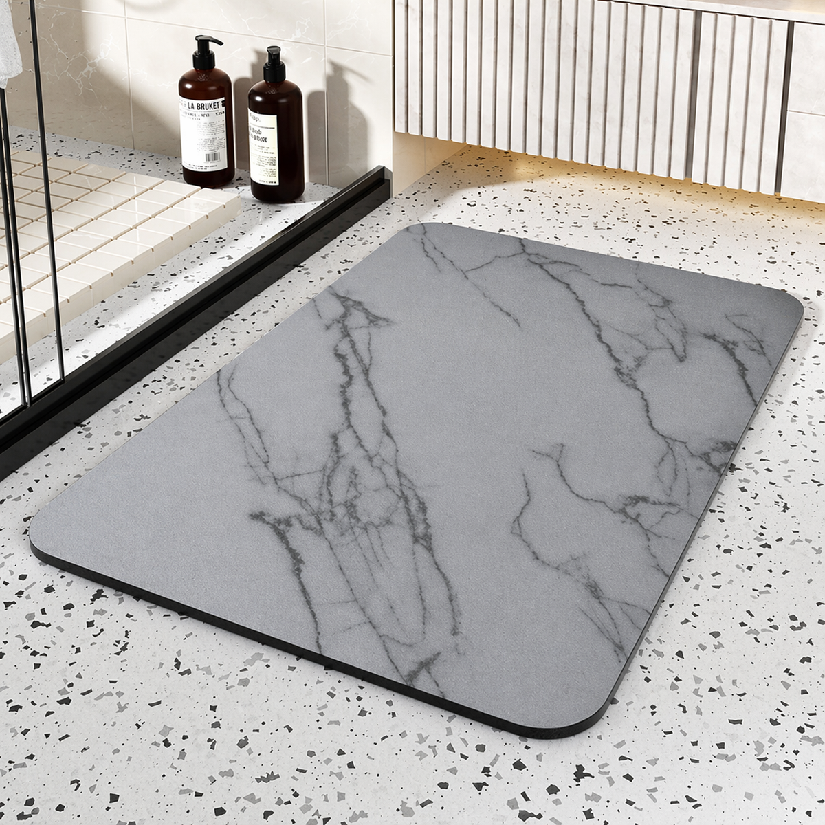 Marble Pattern Diatom Stone Non Slip Quick Dry Bath Mat